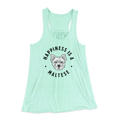 Happiness Is A Maltese Women's Flowey Racerback Tank Top Mint | Funny Shirt from Famous In Real Life