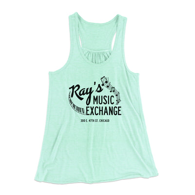 Rays Music Exchange Women's Flowey Racerback Tank Top Mint | Funny Shirt from Famous In Real Life