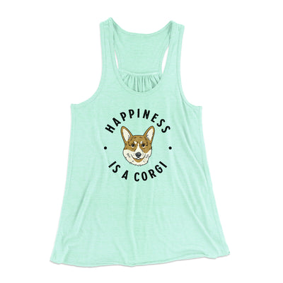 Happiness Is A Corgi Women's Flowey Racerback Tank Top Mint | Funny Shirt from Famous In Real Life