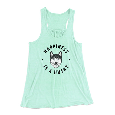 Happiness Is A Husky Women's Flowey Racerback Tank Top Mint | Funny Shirt from Famous In Real Life