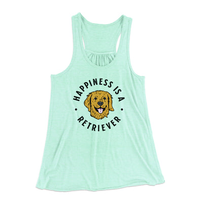 Happiness Is A Retriever Women's Flowey Racerback Tank Top Mint | Funny Shirt from Famous In Real Life