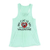 My Cat Is My Valentine Women's Flowey Racerback Tank Top Mint | Funny Shirt from Famous In Real Life