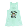 Cinco De Meow Women's Flowey Racerback Tank Top Mint | Funny Shirt from Famous In Real Life