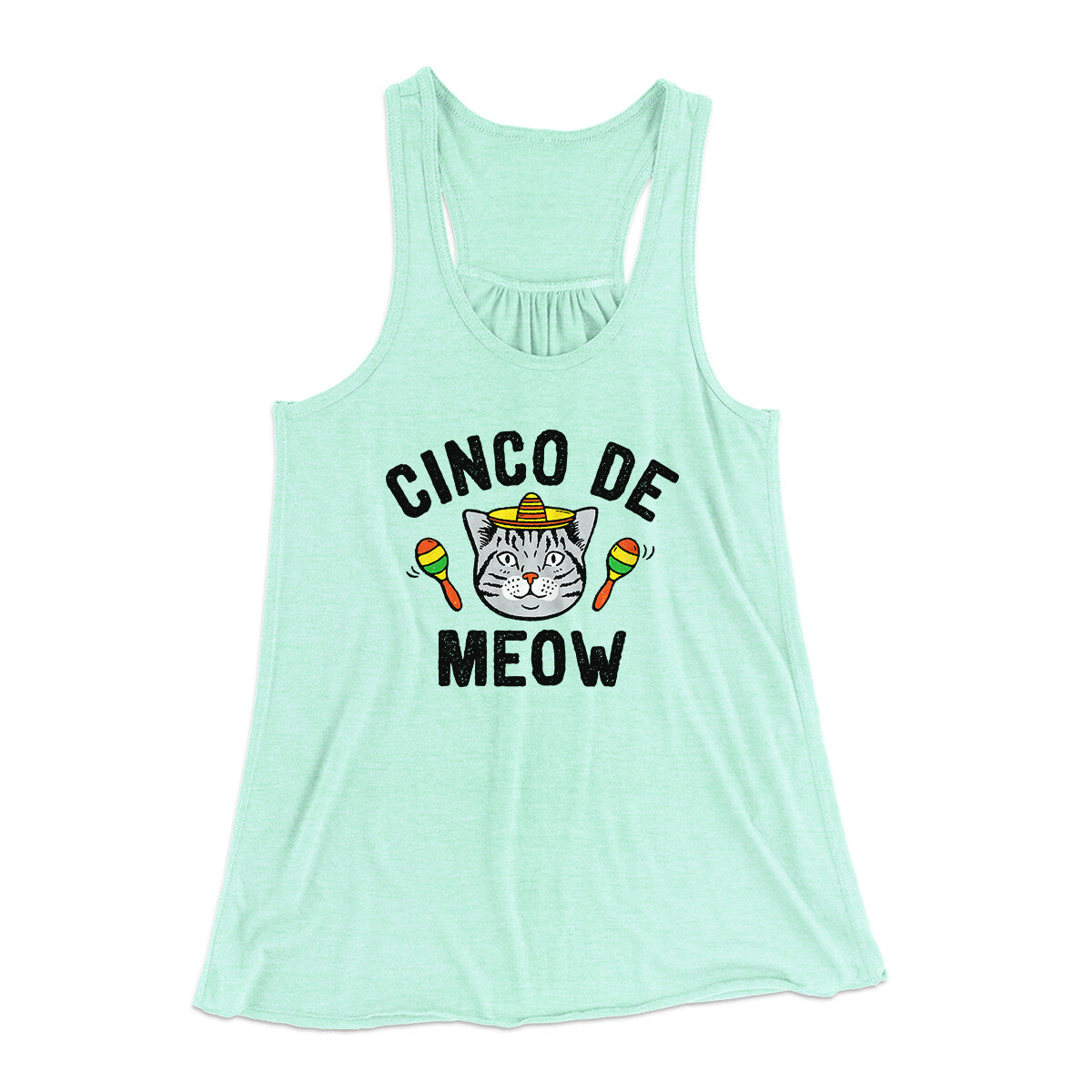 Cinco De Meow Women's Flowey Racerback Tank Top | Funny Shirt from Famous In Real Life