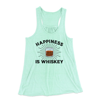 Happiness Is Whiskey Women's Flowey Racerback Tank Top Mint | Funny Shirt from Famous In Real Life