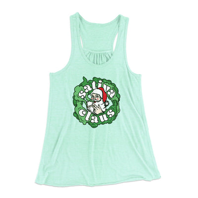 Sativa Claus Women's Flowey Racerback Tank Top Mint | Funny Shirt from Famous In Real Life