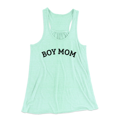 Boy Mom Women's Flowey Racerback Tank Top Mint | Funny Shirt from Famous In Real Life