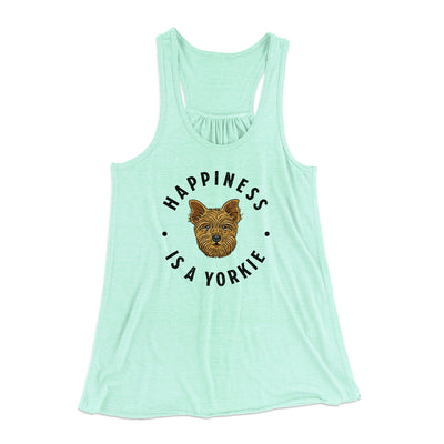 Happiness Is A Yorkie Women's Flowey Racerback Tank Top Mint | Funny Shirt from Famous In Real Life