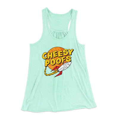 Cheesy Poofs Women's Flowey Racerback Tank Top Mint | Funny Shirt from Famous In Real Life