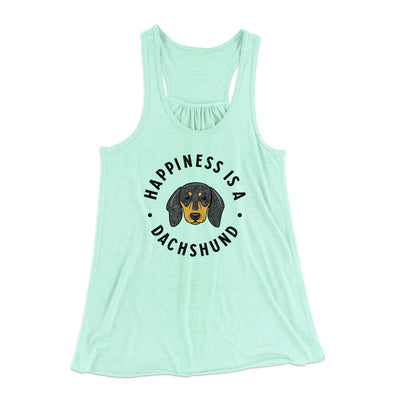 Happiness Is A Dachshund Women's Flowey Racerback Tank Top Mint | Funny Shirt from Famous In Real Life
