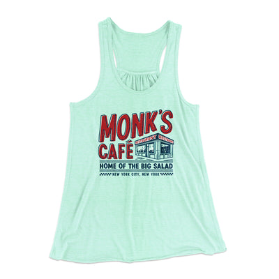 Monk's Cafe Women's Flowey Racerback Tank Top Mint | Funny Shirt from Famous In Real Life