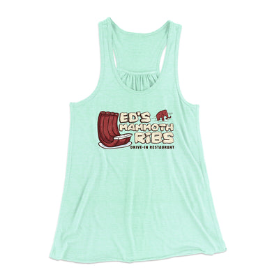 Ed's Mammoth Ribs Women's Flowey Racerback Tank Top Mint | Funny Shirt from Famous In Real Life