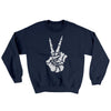 Peace Skeleton Hand Ugly Sweater Navy | Funny Shirt from Famous In Real Life