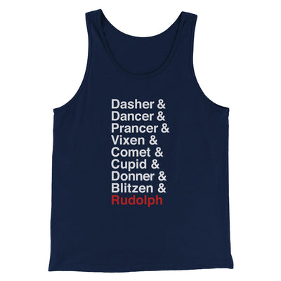 Reindeer Names Men/Unisex Tank Top Navy | Funny Shirt from Famous In Real Life