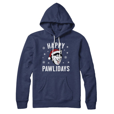 Happy Pawlidays Hoodie Navy | Funny Shirt from Famous In Real Life
