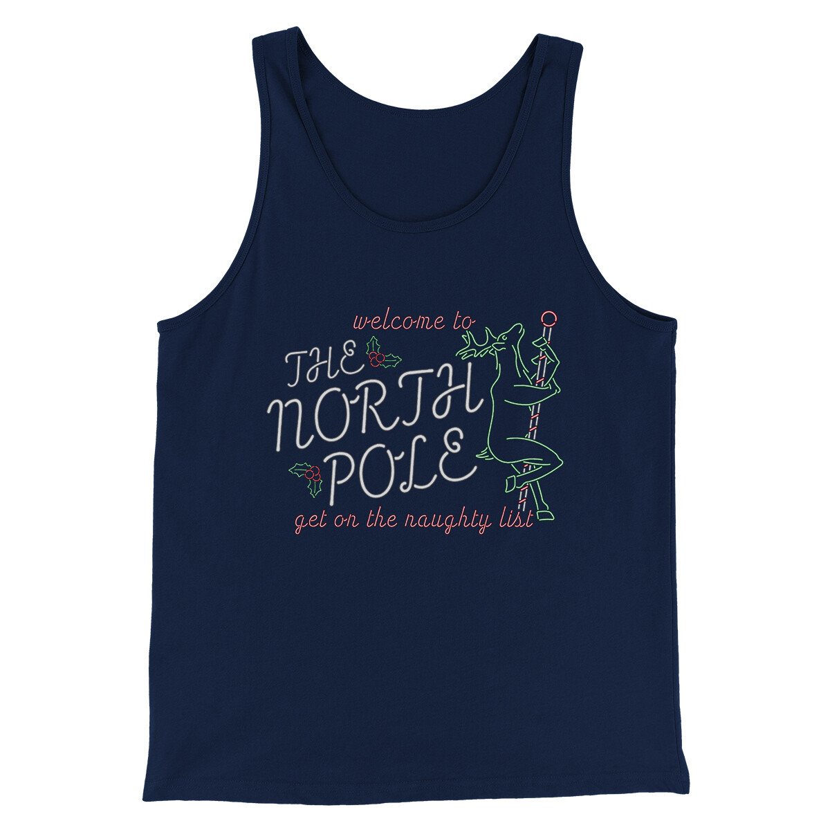 The North Pole Strip Club Men/Unisex Tank Top Navy | Funny Shirt from Famous In Real Life
