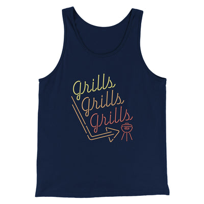 Grills Grills Grills Men/Unisex Tank Top Navy | Funny Shirt from Famous In Real Life