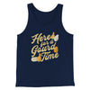 Here For A Gourd Time Funny Thanksgiving Men/Unisex Tank Top Navy | Funny Shirt from Famous In Real Life