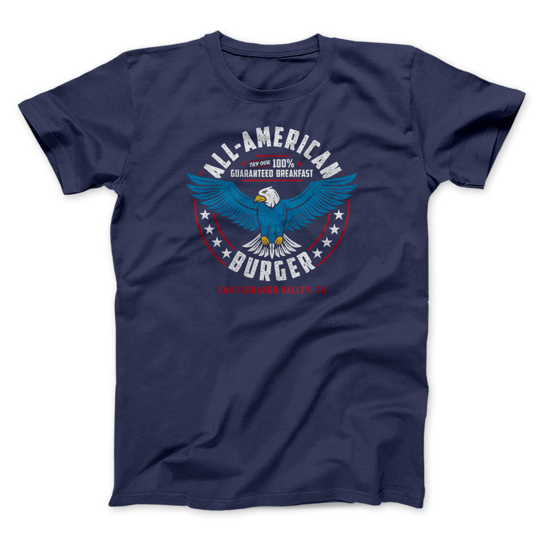 All American Burger Funny Movie Men/Unisex T-Shirt Navy | Funny Shirt from Famous In Real Life