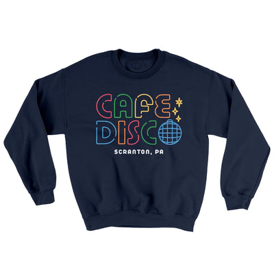 Cafe Disco Ugly Sweater Navy | Funny Shirt from Famous In Real Life