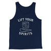 Lift Your Spirits Men/Unisex Tank Top Navy | Funny Shirt from Famous In Real Life