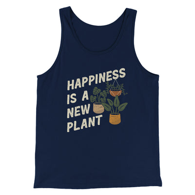 Happiness Is A New Plant Men/Unisex Tank Top Navy | Funny Shirt from Famous In Real Life