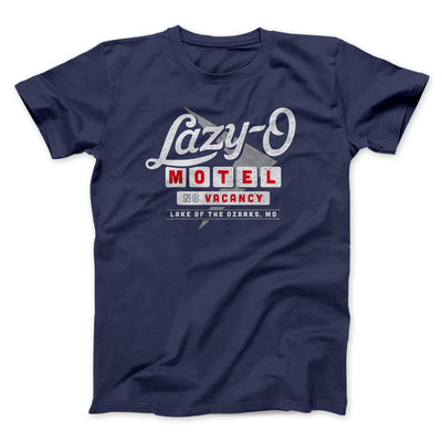 Lazy-O Motel Men/Unisex T-Shirt Navy | Funny Shirt from Famous In Real Life