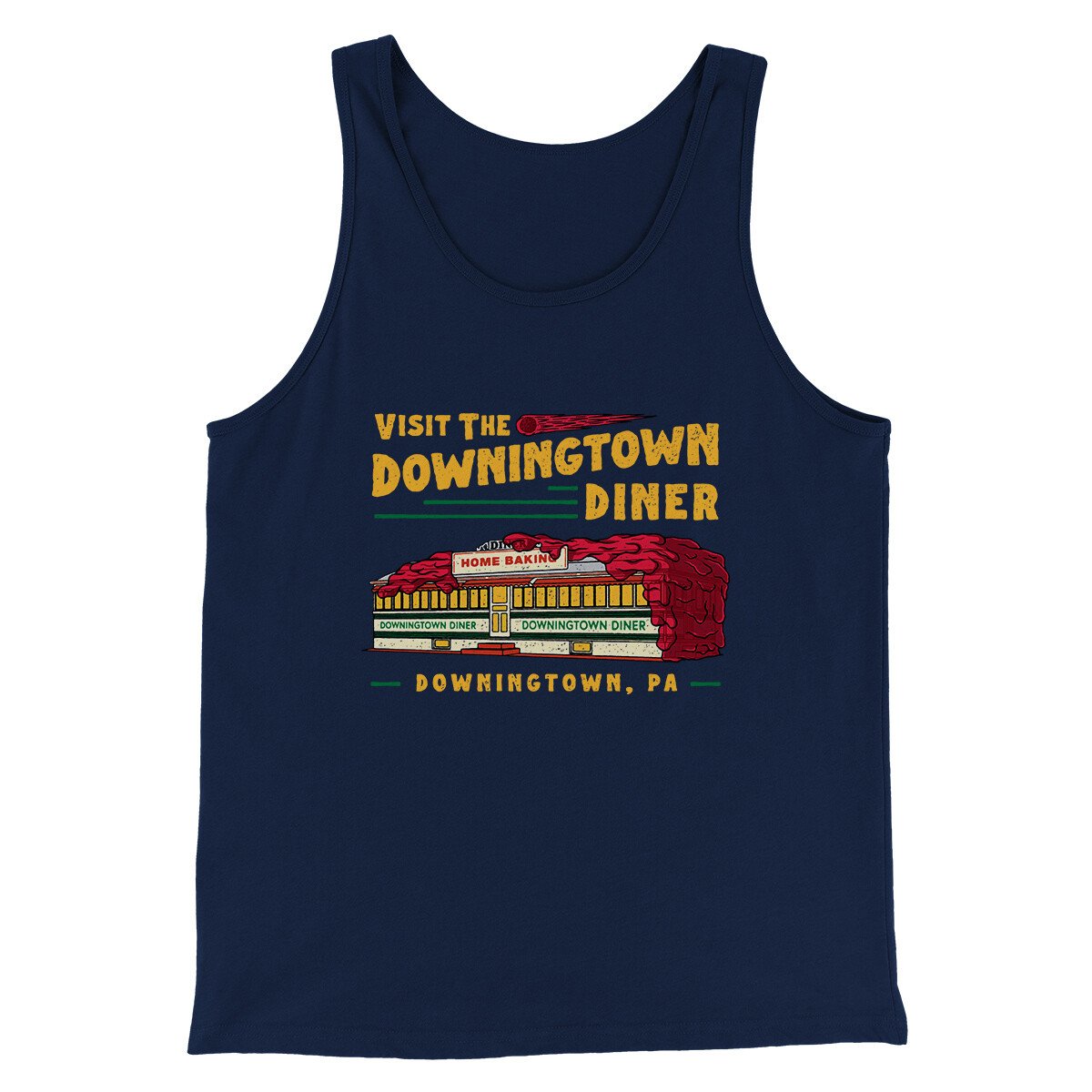 Downingtown Diner Funny Movie Men/Unisex Tank Top Navy | Funny Shirt from Famous In Real Life