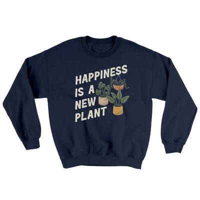 Happiness Is A New Plant Ugly Sweater Navy | Funny Shirt from Famous In Real Life