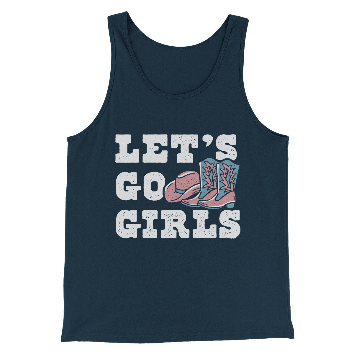 Lets Go Girls Men/Unisex Tank Top Navy | Funny Shirt from Famous In Real Life