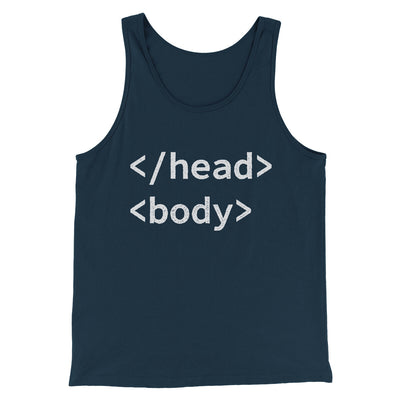 Html Head Body Funny Men/Unisex Tank Top Navy | Funny Shirt from Famous In Real Life