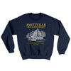 Amityville Bed And Breakfast Ugly Sweater Navy | Funny Shirt from Famous In Real Life