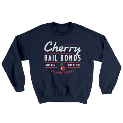 Cherry Bail Bonds Ugly Sweater Navy | Funny Shirt from Famous In Real Life