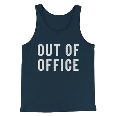 Out Of Office Funny Men/Unisex Tank Top Navy | Funny Shirt from Famous In Real Life