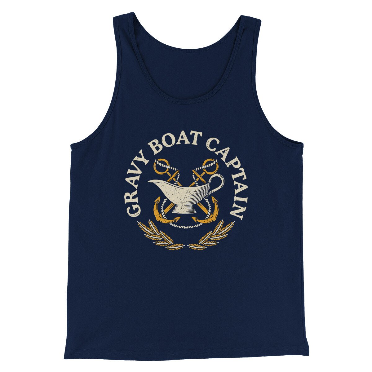 Gravy Boat Captain Funny Thanksgiving Men/Unisex Tank Top Navy | Funny Shirt from Famous In Real Life