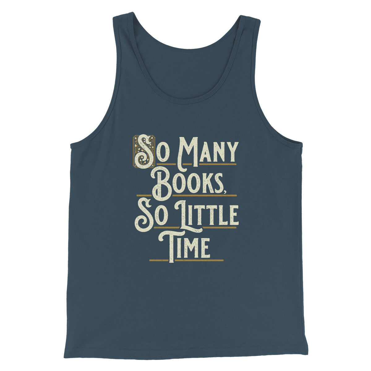 So Many Books, So Little Time Funny Men/Unisex Tank Top Navy | Funny Shirt from Famous In Real Life