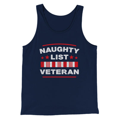 Naughty List Veterans Men/Unisex Tank Top Navy | Funny Shirt from Famous In Real Life