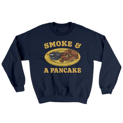 Smoke And A Pancake Ugly Sweater Navy | Funny Shirt from Famous In Real Life