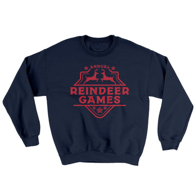 Reindeer Games Ugly Sweater Navy | Funny Shirt from Famous In Real Life
