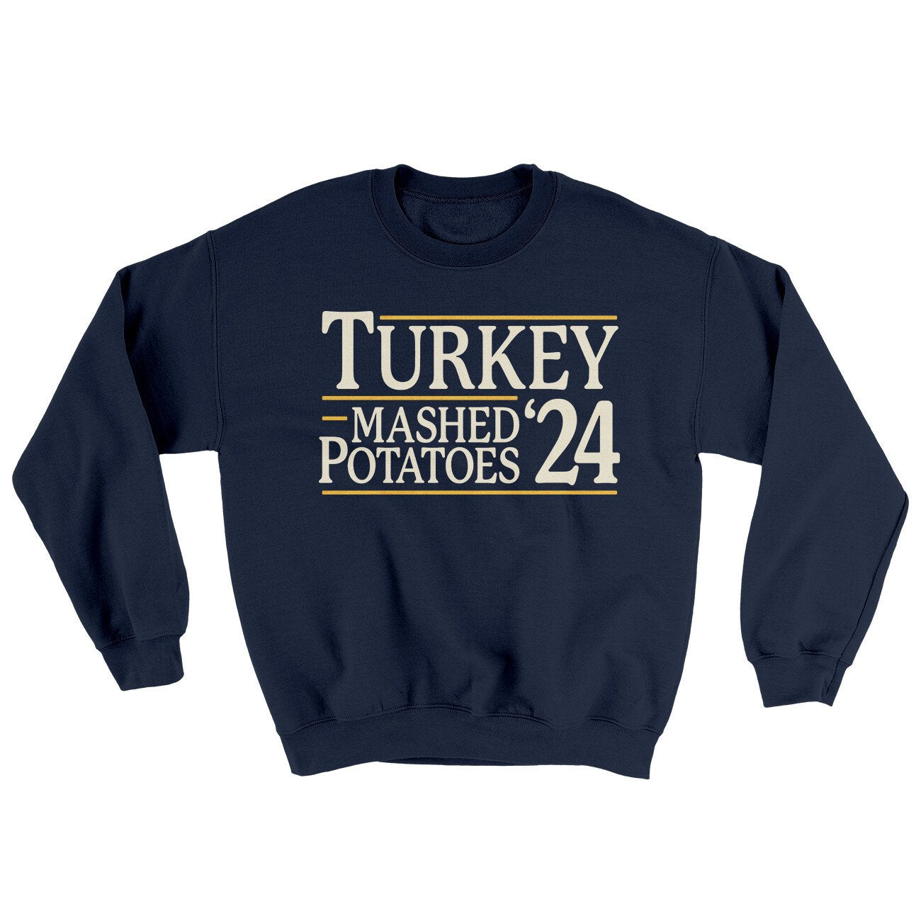 Turkey & Mashed Potatoes 2024 Ugly Sweater Navy | Funny Shirt from Famous In Real Life