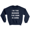 I'm The Reason The Rum Is Gone Ugly Sweater Navy | Funny Shirt from Famous In Real Life