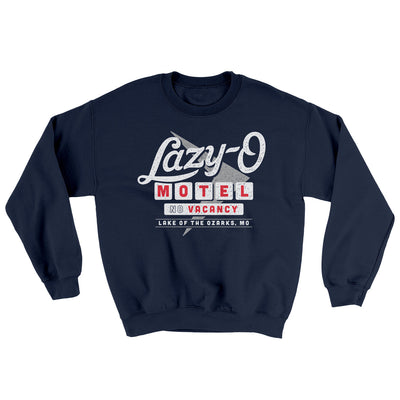 Lazy-O Motel Ugly Sweater Navy | Funny Shirt from Famous In Real Life