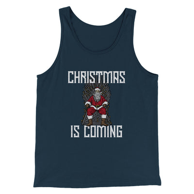 Christmas Is Coming Men/Unisex Tank Top Navy | Funny Shirt from Famous In Real Life