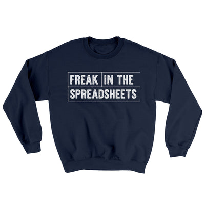 Freak In The Spreadsheets Ugly Sweater Navy | Funny Shirt from Famous In Real Life