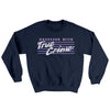 Obsessed With True Crime Ugly Sweater Navy | Funny Shirt from Famous In Real Life