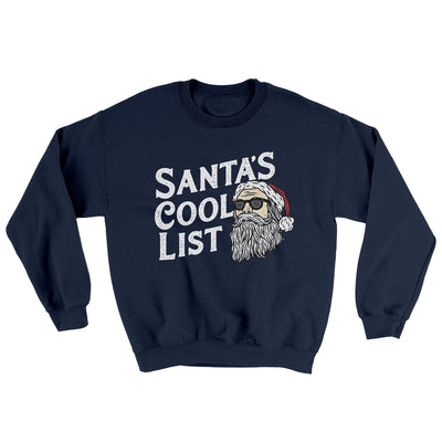 Santa’s Cool List Ugly Sweater Navy | Funny Shirt from Famous In Real Life