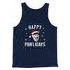 Happy Pawlidays Men/Unisex Tank Top Navy | Funny Shirt from Famous In Real Life