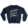 Happiness Is A Glass Of Wine Ugly Sweater Navy | Funny Shirt from Famous In Real Life