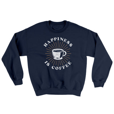 Happiness Is Coffee Ugly Sweater Navy | Funny Shirt from Famous In Real Life
