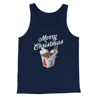 Merry Christmas Takeout Funny Hanukkah Men/Unisex Tank Top Navy | Funny Shirt from Famous In Real Life